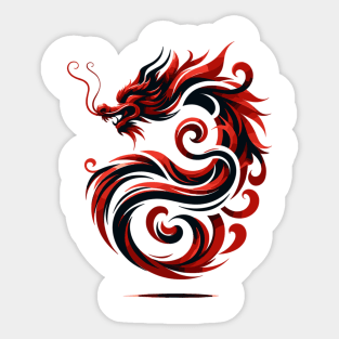 Red and Black Abstract Dragon Art Sticker